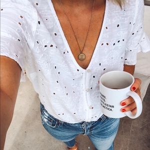 Old Navy flutter sleeve eyelet blouse